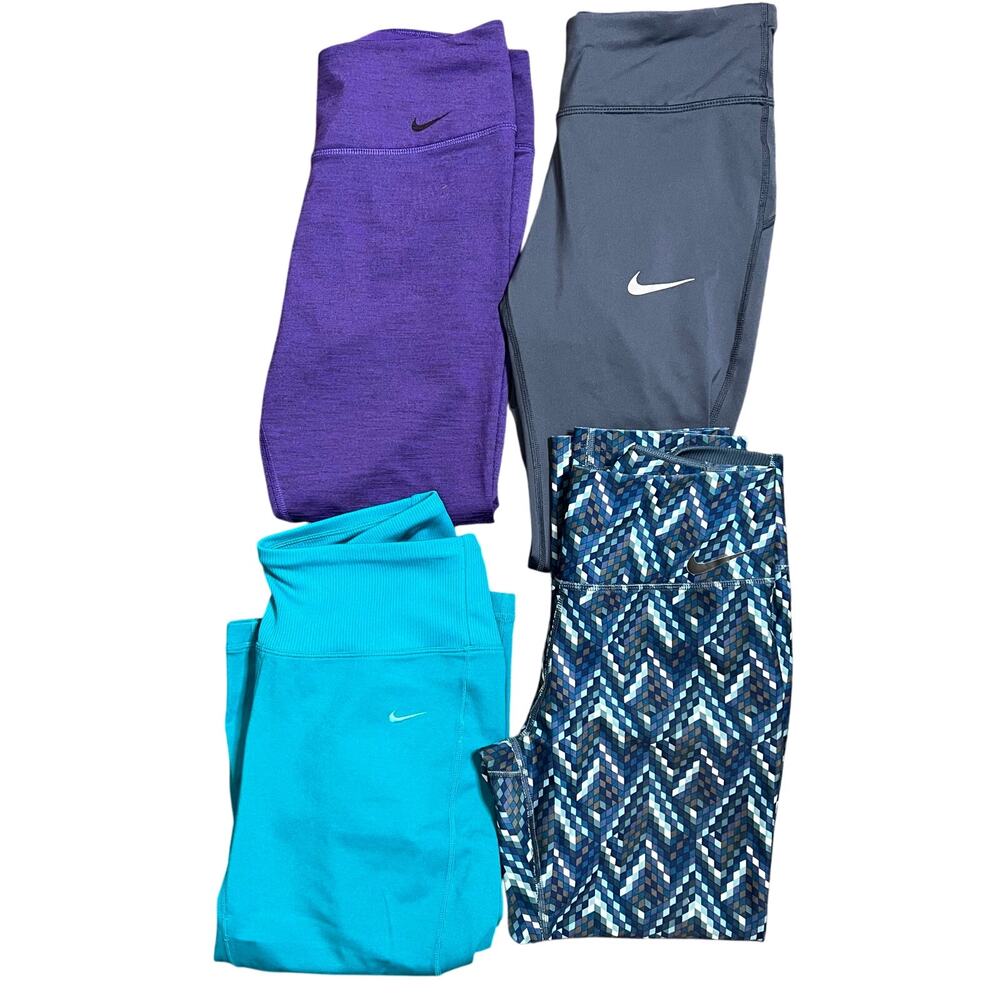 Lot of 4 Nike Athletic Leggings Small Fitness Workout Activewear Swoosh Running